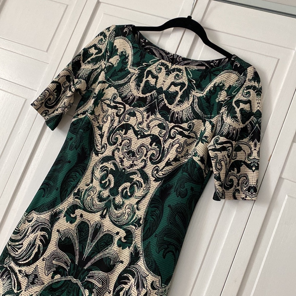Beautiful Green,Black and Cream Dress. Semi formal.